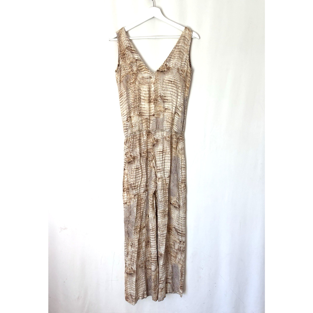 Alexis Jumpsuit XS Animal Print Vneck Sleeveless Wide Leg Lightweight